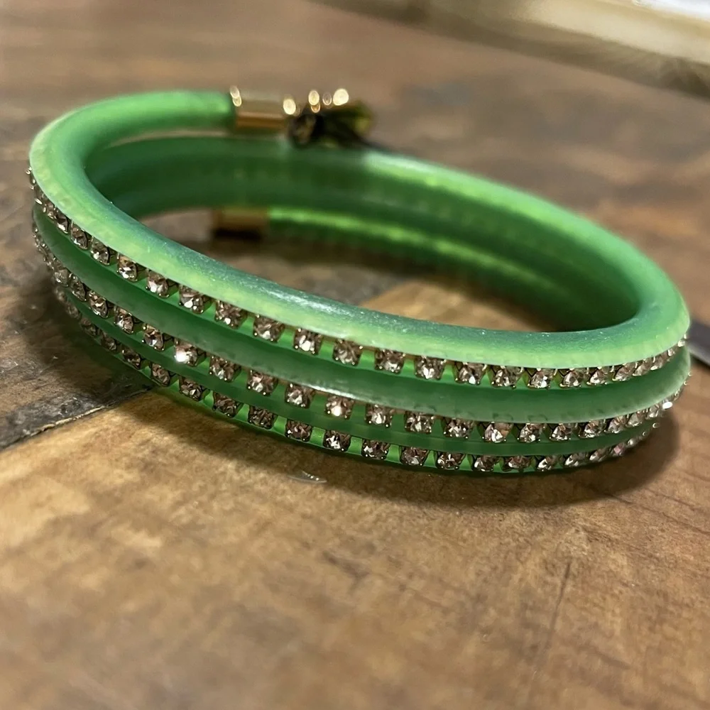 Marc by Marc Jacobs Neon Green Crystal Wrap Bracelet with Gold Charm